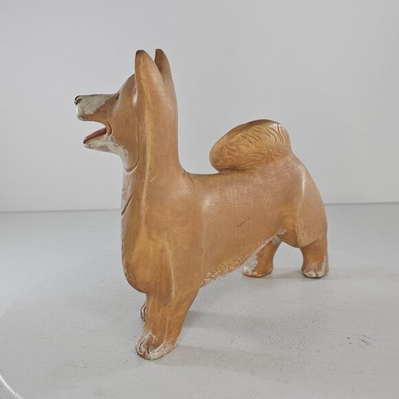 Vintage Three Hands Corp Faux Wood Resin Corgi Dog Figurine *FLAW* - Picture 3 of 9